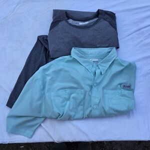 Columbia 2X Men's Aqua and Charcoal Shirt Bundle